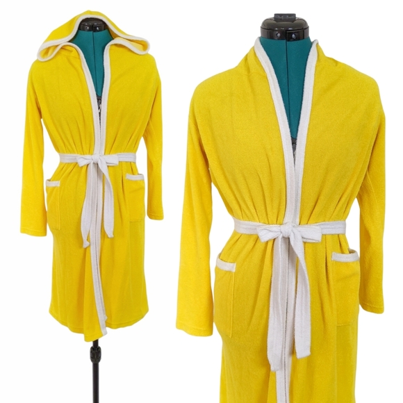 Vintage Swim 97s Terry Cloth Hooded Robe Vintage Swimsuit Cover Up